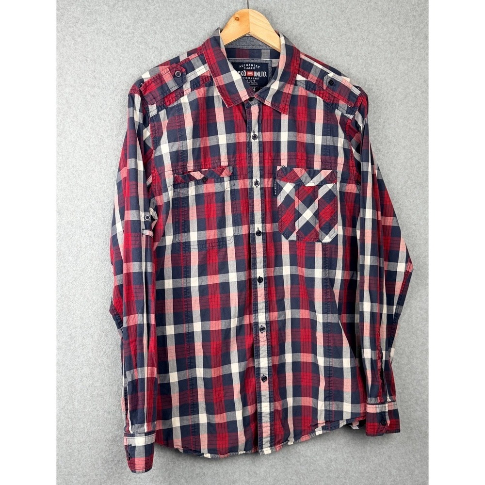 Ecko Unltd Plaid Button Up Shirt Large Y2K Style Red Blue Cotton